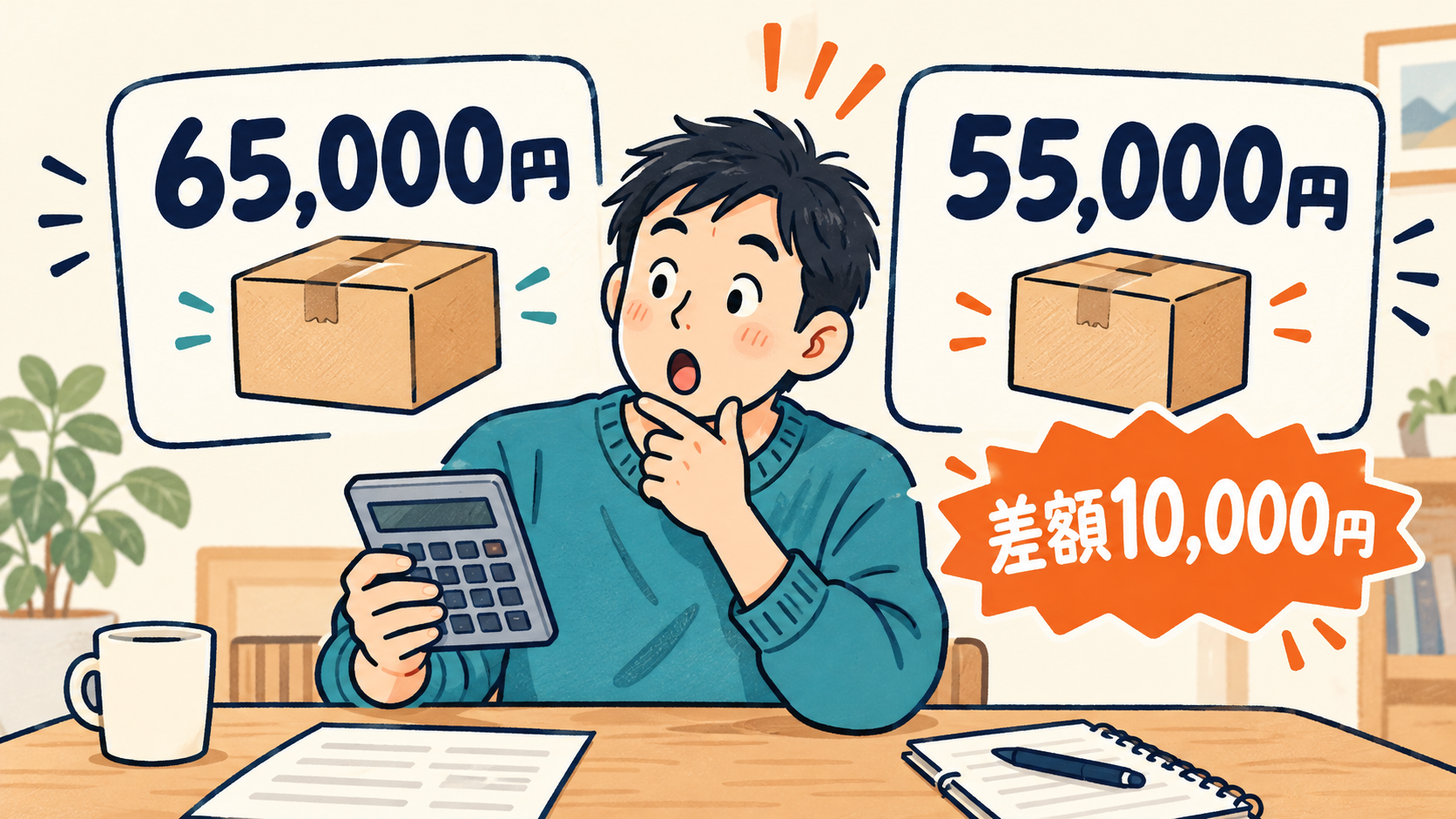 最高65,000円と最低55,000円で差額10,000円の見積もり実例
