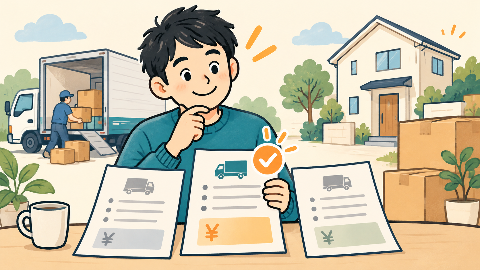 見積もりを比較して納得できる業者を選ぶイメージ